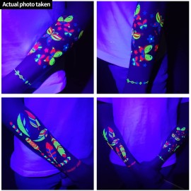 20Sheet Glow in The Dark Temporary Tattoos 160+Styles Aldult Fluorescence UV Neon Body Face Fake Waterproof Tattoo Stickers for Women Men,Rave Festival Accessory Party Supplies