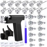 Self Ear Piercing Gun Kit with 12 Pairs of CZ Ear Stud Piercing Tools with Multi-Purpose Ear Gun for Salon and Home Use