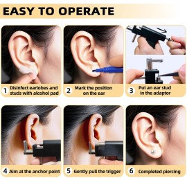 Self Ear Piercing Gun Kit with 12 Pairs of CZ Ear Stud Piercing Tools with Multi-Purpose Ear Gun for Salon and Home Use Self Ear Piercing Gun Kit with 12 Pairs of CZ Ear Stud Piercing Tools with Multi-Purpose Ear Gun for Salon and Home Use