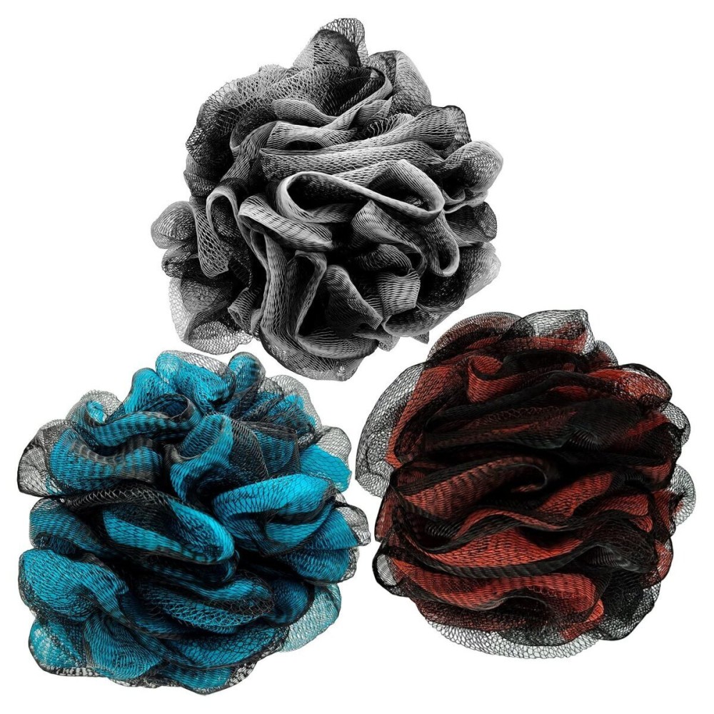 Loofah Bath Shower Sponge Body Scrubber,Extra Large 75g XL Exfoliate Mesh Pouf Shower Bouquet,3 Pack Body Wash for Women and Men