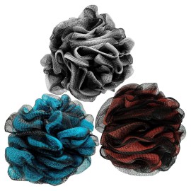 Loofah Bath Shower Sponge Body Scrubber,Extra Large 75g XL Exfoliate Mesh Pouf Shower Bouquet,3 Pack Body Wash for Women and Men