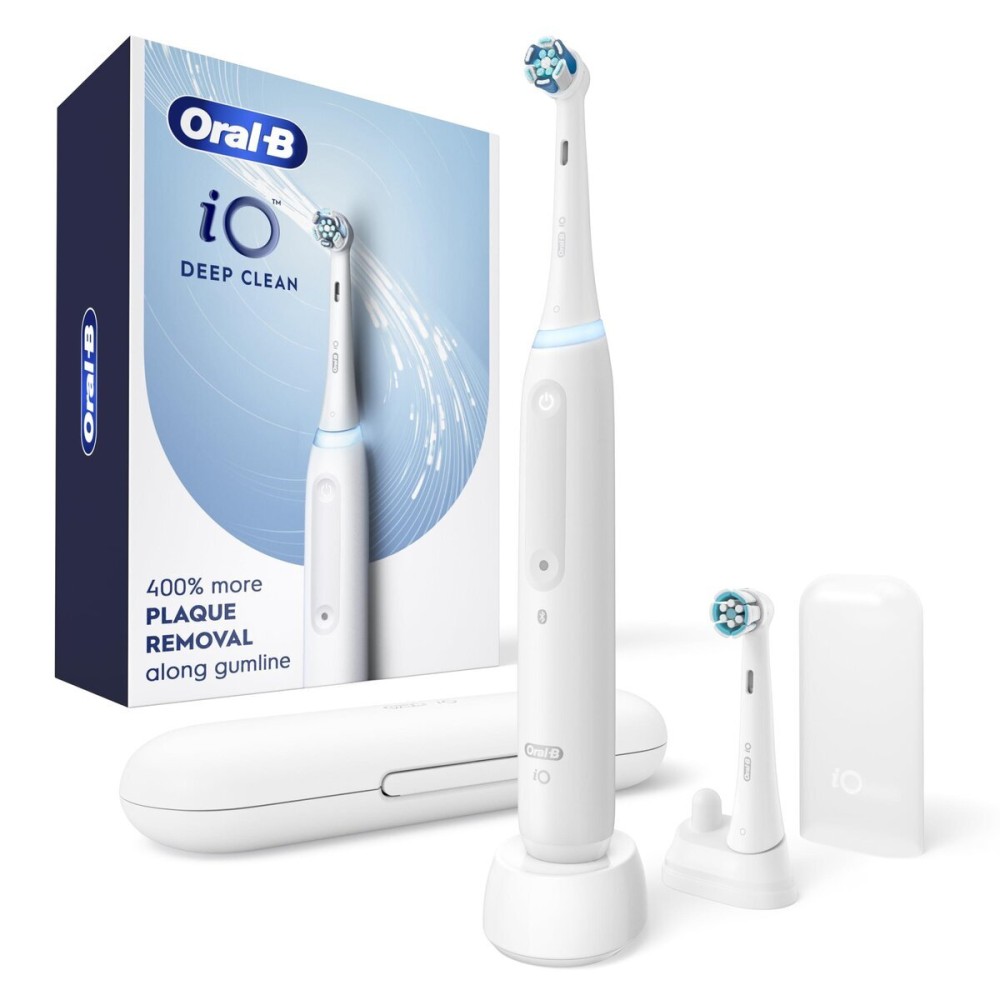 Oral-B iO Deep Clean Rechargeable Electric Powered Toothbrush, White with iO Series 3 Limited, 2 Brush Heads and Travel Case - Pressure Sensor to Protect Gums - 3 Cleaning Settings - 2 Minute Timer Oral-B iO Deep Clean Rechargeable Electric Powered Toothbrush, White with iO Series 3 Limited, 2 Brush Heads and Travel Case - Pressure Sensor to Protect Gums - 3 Cleaning Settings - 2 Minute Timer