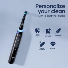 Oral-B iO Deep Clean + Whiten Rechargeable Electric Toothbrush with Visible Pressure Sensor, 2 Minute Timer, 5 Cleaning Settings, 1 iO5 Limited, 3 Toothbrush Heads, Travel Case & Refill Holder, Black Oral-B iO Deep Clean + Whiten Rechargeable Electric Toothbrush with Visible Pressure Sensor, 2 Minute Timer, 5 Cleaning Settings, 1 iO5 Limited, 3 Toothbrush Heads, Travel Case & Refill Holder, Black