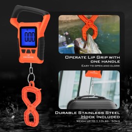 KastKing Fish Scale, WideView Floating Waterproof Digital Scale with No-Puncture Lip Gripper, 2.5 Large LCD Display, 110lb Capacity, Stores up to 9 Weights, Orange KastKing Fish Scale, WideView Floating Waterproof Digital Scale with No-Puncture Lip Gripper, 2.5 Large LCD Display, 110lb Capacity, Stores up to 9 Weights, Orange