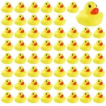 60 PCS Rubber Ducks Bath Toys Mini Ducks Float and Fun Squeak for Kids Bath Toy Shower Decorations Birthday Party Carnival Game Gift