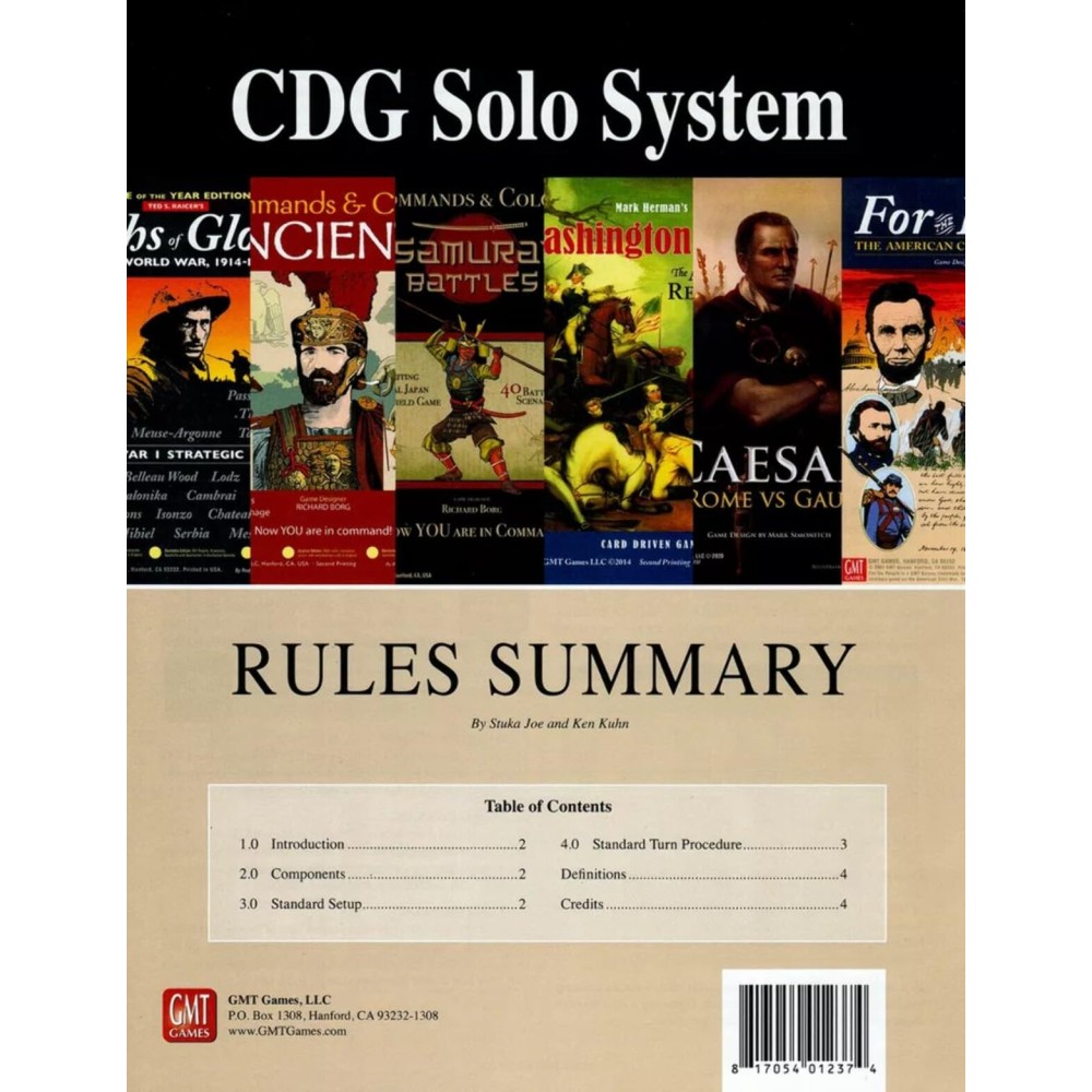 GMT Games GMT: CDG Solo System Kit, 2nd Edition, Solitaire System for GMT\'s Card Driven Games GMT Games GMT: CDG Solo System Kit, 2nd Edition, Solitaire System for GMT\'s Card Driven Games