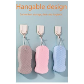 3Pcs Magic Exfoliating Bath Sponge,3D Super Soft Exfoliating Bath Sponge, Skin Friendly and Reusable for Adults Children and Pregnant Women. (Pink+Blue+Gray)