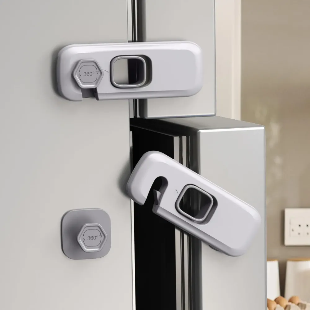5 Pack Child Proof Refrigerator Lock, QYESWHSR Fridge Locks for Kids with Sticky Adhesive Pads, Child Safety Locks for Doors, RV Refrigerator, Oven Lock Child Safety Baby Cabinet Locks - Grey Updated 5 Pack Child Proof Refrigerator Lock, QYESWHSR Fridge Locks for Kids with Sticky Adhesive Pads, Child Safety Locks for Doors, RV Refrigerator, Oven Lock Child Safety Baby Cabinet Locks - Grey Updated
