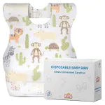 KIIS Disposable Baby Bibs for Baby Boys and Girls - Individually Packaged - Hygienic, Soft and Leakproof (20 PCS) (Animal)