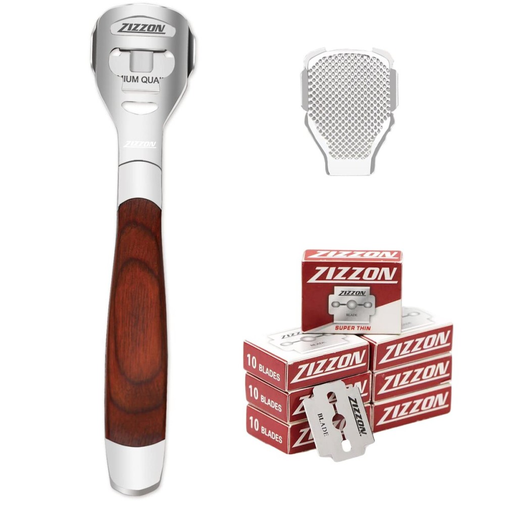 ZIZZON Foot Care Pedicure Callus Shaver Hard Skin Remover Wood Handle 70 Blades ZIZZON Foot Care Pedicure Callus Shaver Hard Skin Remover Wood Handle 70 Blades