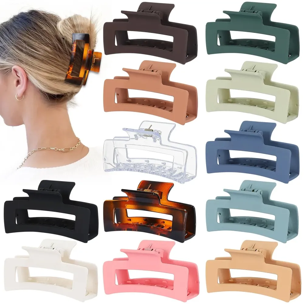 Sisiaipu 3.5 Inch Medium Hair Accessories - 12 Pcs Square Jaw Clips for Thick and Thin Hair, Rectangular Rectangle Basic Color Hair Clips for Women and Girls Sisiaipu 3.5 Inch Medium Hair Accessories - 12 Pcs Square Jaw Clips for Thick and Thin Hair, Rectangular Rectangle Basic Color Hair Clips for Women and Girls