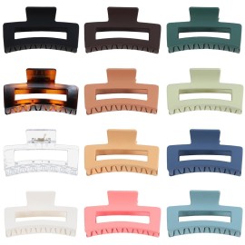 Sisiaipu 3.5 Inch Medium Hair Accessories - 12 Pcs Square Jaw Clips for Thick and Thin Hair, Rectangular Rectangle Basic Color Hair Clips for Women and Girls Sisiaipu 3.5 Inch Medium Hair Accessories - 12 Pcs Square Jaw Clips for Thick and Thin Hair, Rectangular Rectangle Basic Color Hair Clips for Women and Girls
