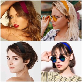 anezus 16 Pcs Satin Headbands Bulk 1 Inch Anti-slip Ribbon Hair Bands Plain Hard Headbands for Women Girls DIY Craft Hair Accessories (Multicolor)