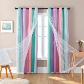 XiDi Curtains for Girls Bedroom Decor, Rainbow Blackout Curtains for Kids Room Decor, Purple for Little Girl Room, Unicorn Wall Decals Pink Curtains Green, 63 Inches Long 34 Wide 1 Panel XiDi Curtains for Girls Bedroom Decor, Rainbow Blackout Curtains for Kids Room Decor, Purple for Little Girl Room, Unicorn Wall Decals Pink Curtains Green, 63 Inches Long 34 Wide 1 Panel