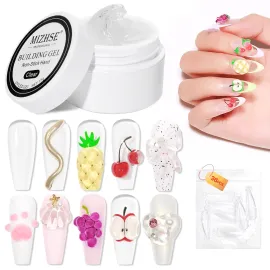 MIZHSE Solid Builder Gel for Nails, Clear Non-Sticky Sculpting Gel, 3D Nail Art Carving Building Modeling Hard Nail Extension Soak Off UV/LED Nail Art Salon Home DIY 15g MIZHSE Solid Builder Gel for Nails, Clear Non-Sticky Sculpting Gel, 3D Nail Art Carving Building Modeling Hard Nail Extension Soak Off UV/LED Nail Art Salon Home DIY 15g