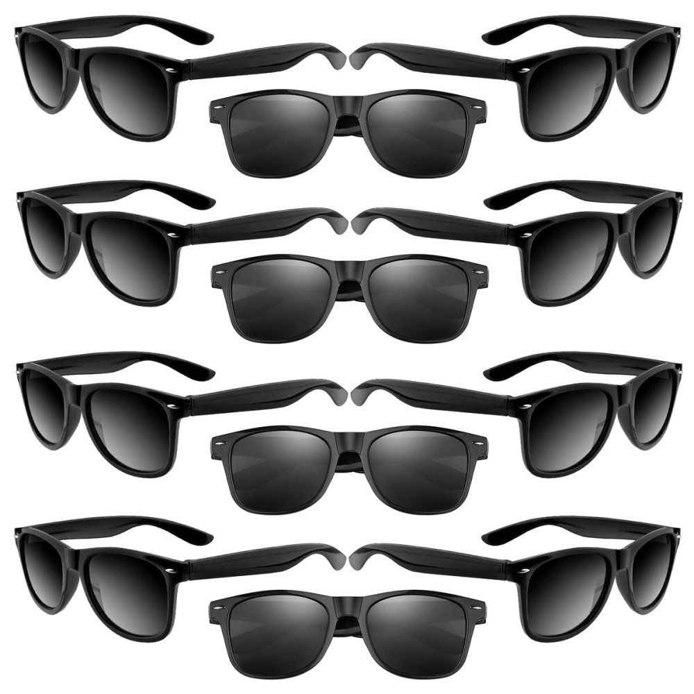 ASTARON 12 Pack Party Novelty Sunglasses Bulk Neon Party Favors for Beach Wedding Party Pool Party Supplies, Black