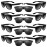 ASTARON 12 Pack Party Novelty Sunglasses Bulk Neon Party Favors for Beach Wedding Party Pool Party Supplies, Black