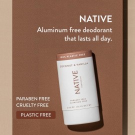 Native Plastic Free Deodorant Contains Naturally Derived Ingredients, 72 Hour Odor Control | Deodorant for Women & Men, Aluminum Free with Baking Soda, Coconut Oil and Shea Butter | Coconut & Vanilla Native Plastic Free Deodorant Contains Naturally Derived Ingredients, 72 Hour Odor Control | Deodorant for Women & Men, Aluminum Free with Baking Soda, Coconut Oil and Shea Butter | Coconut & Vanilla