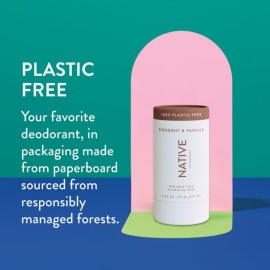 Native Plastic Free Deodorant Contains Naturally Derived Ingredients, 72 Hour Odor Control | Deodorant for Women & Men, Aluminum Free with Baking Soda, Coconut Oil and Shea Butter | Coconut & Vanilla Native Plastic Free Deodorant Contains Naturally Derived Ingredients, 72 Hour Odor Control | Deodorant for Women & Men, Aluminum Free with Baking Soda, Coconut Oil and Shea Butter | Coconut & Vanilla