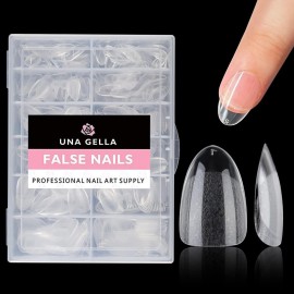 UNA GELLA Short Almond Round Fake Nails 216pcs Almond Press on Nails Pre-shape Oval Gel Nail Tips for Full Cover Acrylic Short Round Nails For Nails tips Extension 12 Sizes