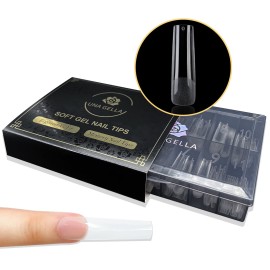 UNA GELLA Soft Gel Nail Tips Long Pre-file | 240 Square Gel Tips XXL | Full Cover No C Curve Extra Long Full Cover Tapered Square Nails Extension Home DIY Salon with Box UNA GELLA Soft Gel Nail Tips Long Pre-file | 240 Square Gel Tips XXL | Full Cover No C Curve Extra Long Full Cover Tapered Square Nails Extension Home DIY Salon with Box
