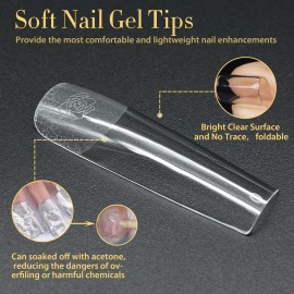 UNA GELLA Soft Gel Nail Tips Long Pre-file | 240 Square Gel Tips XXL | Full Cover No C Curve Extra Long Full Cover Tapered Square Nails Extension Home DIY Salon with Box UNA GELLA Soft Gel Nail Tips Long Pre-file | 240 Square Gel Tips XXL | Full Cover No C Curve Extra Long Full Cover Tapered Square Nails Extension Home DIY Salon with Box