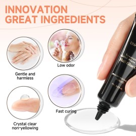 UNA GELLA Soft Gel Nail Tips Glue Gel Solid Nail Glue Gel 15ml Lamp Curing Needed Solid Soak Off Glue Super Strong Nail Glue Gel for Acrylic Nails Extension Fake Nails Press On Nails