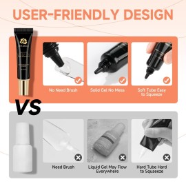UNA GELLA Soft Gel Nail Tips Glue Gel Solid Nail Glue Gel 15ml Lamp Curing Needed Solid Soak Off Glue Super Strong Nail Glue Gel for Acrylic Nails Extension Fake Nails Press On Nails