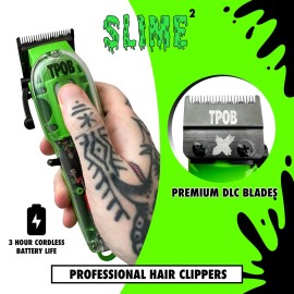 TPOB Slime 2 Barber Hair Clippers for Men 6800 RPM with Matte Green Case and X Fade Blade