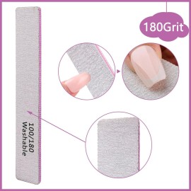24 Pack Nail Files, 100/180 Grit Double Sides Professional Reusable Washable Nail File, Emery Boards Manicure Tool for Acrylic Nails