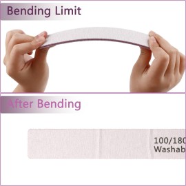 24 Pack Nail Files, 100/180 Grit Double Sides Professional Reusable Washable Nail File, Emery Boards Manicure Tool for Acrylic Nails