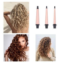 Curling Iron Wand Set, Curling Wand 3 in 1 Hair Curling Wands Interchangeable Ceramic 0.35-1.25inch Barrel Hair Curler, with Heat Resistant Glove Curling Iron Wand Set, Curling Wand 3 in 1 Hair Curling Wands Interchangeable Ceramic 0.35-1.25inch Barrel Hair Curler, with Heat Resistant Glove