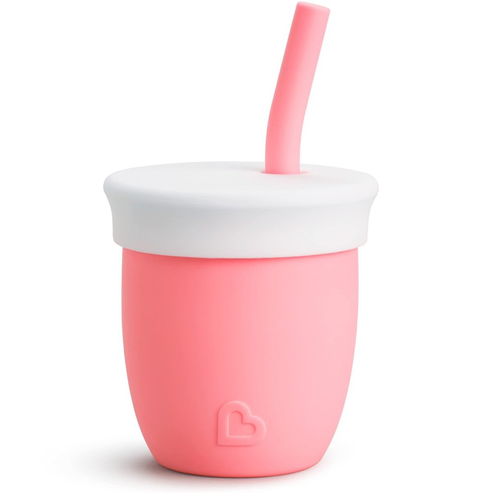Munchkin Cest Silicone! Open Training Cup with Straw for Babies and Toddlers 6 Months+, 4 Ounce, 1 Pack, Coral