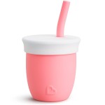 Munchkin Cest Silicone! Open Training Cup with Straw for Babies and Toddlers 6 Months+, 4 Ounce, 1 Pack, Coral