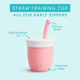 Munchkin Cest Silicone! Open Training Cup with Straw for Babies and Toddlers 6 Months+, 4 Ounce, 1 Pack, Coral