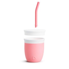 Munchkin Cest Silicone! Open Training Cup with Straw for Babies and Toddlers 6 Months+, 4 Ounce, 1 Pack, Coral