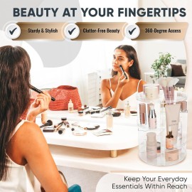 Masirs, Rotating Makeup Organizer - Adjustable Shelf Height and Fully Rotatable, The Perfect Round Spinning Cosmetic Organizer for Bedroom Dresser or Vanity Countertop Storage. (Clear) Masirs, Rotating Makeup Organizer - Adjustable Shelf Height and Fully Rotatable, The Perfect Round Spinning Cosmetic Organizer for Bedroom Dresser or Vanity Countertop Storage. (Clear)