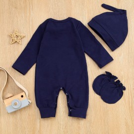GRNSHTS Newborn Baby Boy Romper Coming Home Outfits Letter Print Bodysuit Jumpsuit+Hat+Gloves 3PCS Clothes Set (A-Navy Blue, Newborn) GRNSHTS Newborn Baby Boy Romper Coming Home Outfits Letter Print Bodysuit Jumpsuit+Hat+Gloves 3PCS Clothes Set (A-Navy Blue, Newborn)