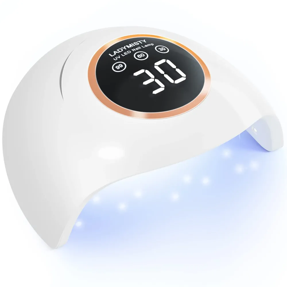 LadyMisty 72W UV LED Nail Lamp Light Dryer for Nails Gel Polish with 18 Beads 3 Timer Setting & LCD Touch Display Screen, Auto Sensor, Professional Nails, White