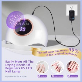 LadyMisty 72W UV LED Nail Lamp Light Dryer for Nails Gel Polish with 18 Beads 3 Timer Setting & LCD Touch Display Screen, Auto Sensor, Professional Nails, White
