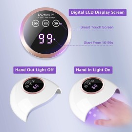 LadyMisty 72W UV LED Nail Lamp Light Dryer for Nails Gel Polish with 18 Beads 3 Timer Setting & LCD Touch Display Screen, Auto Sensor, Professional Nails, White