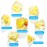 Kathfly 14 Die Rubber Ducks Dice, Resin Polyhedral Dice Set Filled with Animal, Ice Cool Rubber Ducks Translucent Cute Playing Toy with 2 Black Pouches for Board Game, Green, Yellow