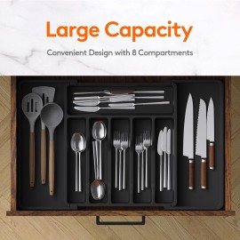 Lifewit Large Silverware Drawer Organizer, Expandable Utensil Tray for Kitchen, BPA Free Flatware and Cutlery Holder, Adjustable Plastic Storage for Spoons Forks Knives, Large, Black Lifewit Large Silverware Drawer Organizer, Expandable Utensil Tray for Kitchen, BPA Free Flatware and Cutlery Holder, Adjustable Plastic Storage for Spoons Forks Knives, Large, Black