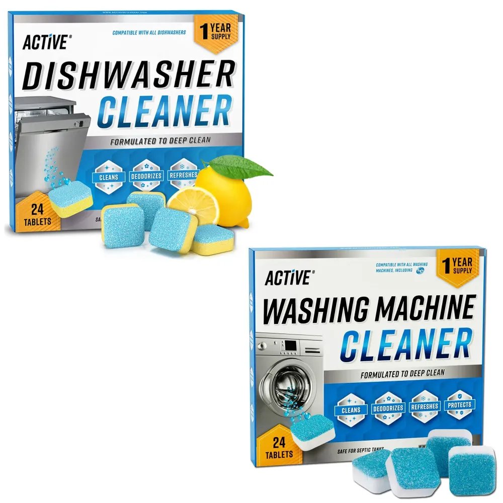 Washing Machine And Dishwasher Cleaning Tablets Bundle - Includes 12 Month Supply Dishwasher Cleaner Deodorizer & Washing Machine Descaler Deep Cleaning Tablets - 48 Tablet Set Washing Machine And Dishwasher Cleaning Tablets Bundle - Includes 12 Month Supply Dishwasher Cleaner Deodorizer & Washing Machine Descaler Deep Cleaning Tablets - 48 Tablet Set