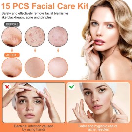 Pimple Popper Tool Kit, IUMAKEVP 15 PCS Professional Stainless Steel Blackhead Remover Comedone Extractor Tools for Removing Zit on Face - Acne Removal Kit with Metal Case (Silver) Pimple Popper Tool Kit, IUMAKEVP 15 PCS Professional Stainless Steel Blackhead Remover Comedone Extractor Tools for Removing Zit on Face - Acne Removal Kit with Metal Case (Silver)