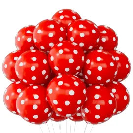 SULALABOO 62PCS Red Polka Dot Balloons 12 Inch Latex Helium Round Party Balloons Kit for Birthday Party Decorations
