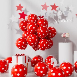 SULALABOO 62PCS Red Polka Dot Balloons 12 Inch Latex Helium Round Party Balloons Kit for Birthday Party Decorations