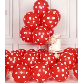 SULALABOO 62PCS Red Polka Dot Balloons 12 Inch Latex Helium Round Party Balloons Kit for Birthday Party Decorations