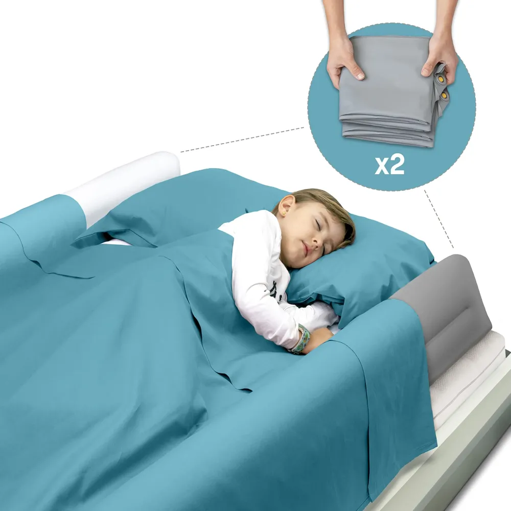 BANBALOO - 2-Pack Inflatable Bed Bumper for Children - Child Fall Protection, Inflatable Travel Bed Rail, for fold-Away, Single, Double, Queen Size, King Size and Montessori beds BANBALOO - 2-Pack Inflatable Bed Bumper for Children - Child Fall Protection, Inflatable Travel Bed Rail, for fold-Away, Single, Double, Queen Size, King Size and Montessori beds