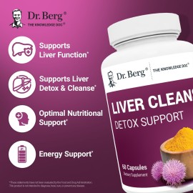 Dr. Berg Liver Cleanse Detox Capsules w/Unique Blend of Milk Thistle, Ox Bile & Folate - Liver Supplement Includes Turmeric, Black Pepper & Choline - 60 Capsules